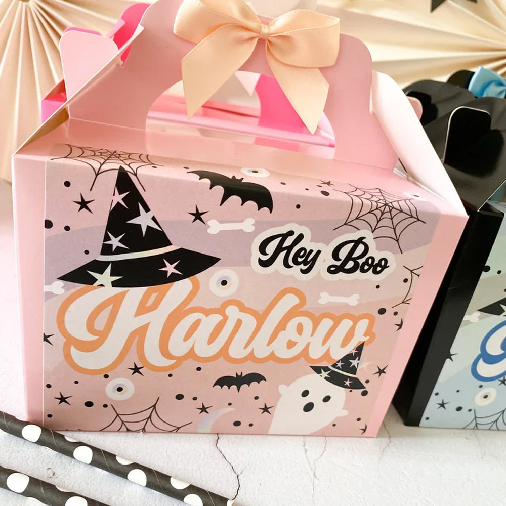 (Set of 2pcs)Halloween Trick or Treat Box, Cute Halloween, Childrens Gift Party Boxes, Favour Picnic Lunch Boxes, Halloween Gift for Kids
