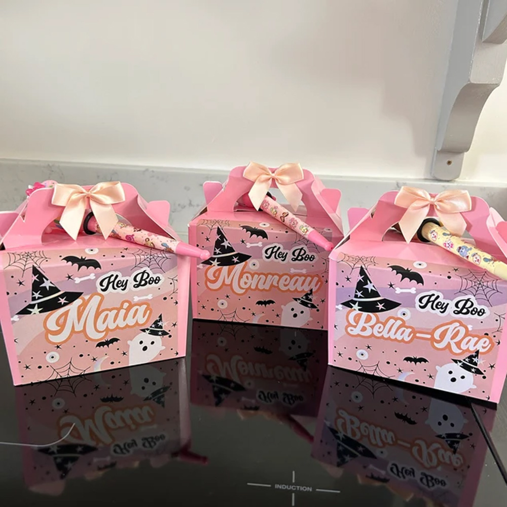 (Set of 2pcs)Halloween Trick or Treat Box, Cute Halloween, Childrens Gift Party Boxes, Favour Picnic Lunch Boxes, Halloween Gift for Kids