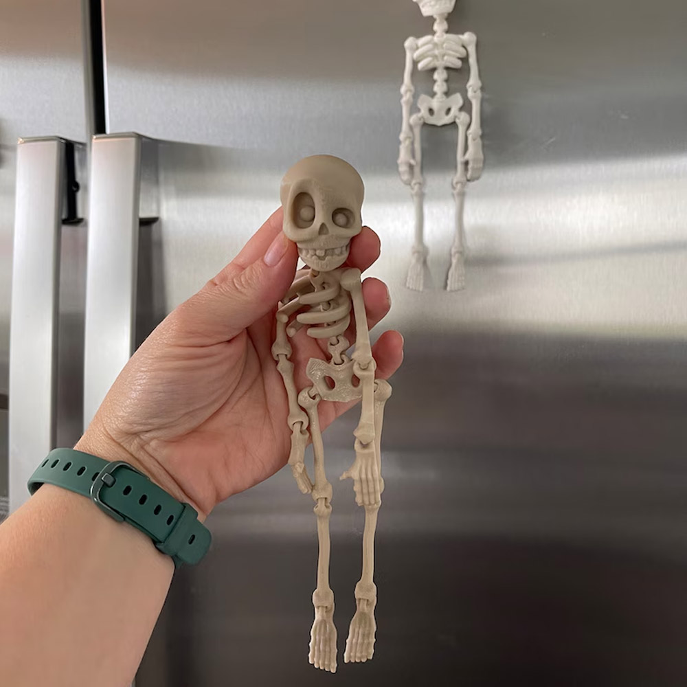 Articulating Skeleton 3D Print Customizable, Halloween Kitchen Refrigerator Magnets, Halloween Decor