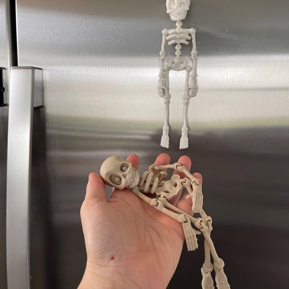 Articulating Skeleton 3D Print Customizable, Halloween Kitchen Refrigerator Magnets, Halloween Decor