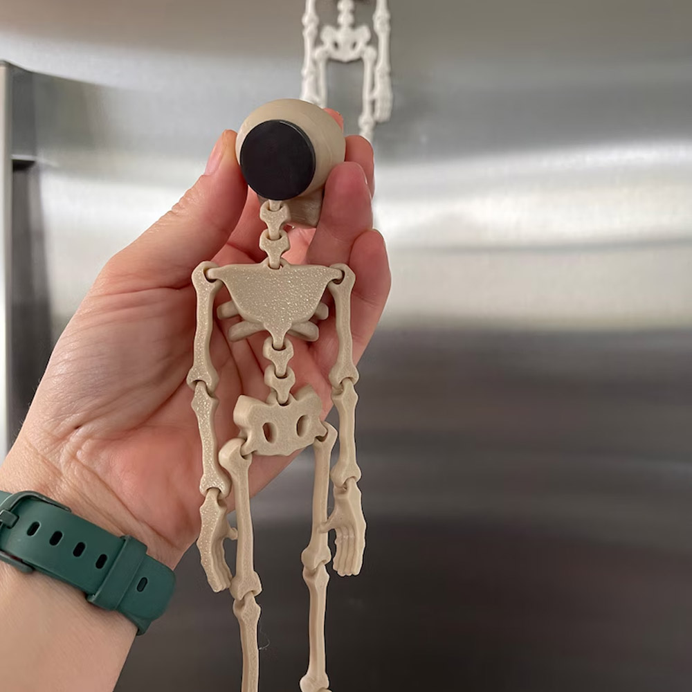 Articulating Skeleton 3D Print Customizable, Halloween Kitchen Refrigerator Magnets, Halloween Decor