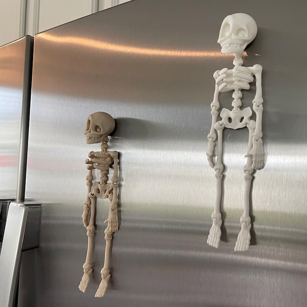 Articulating Skeleton 3D Print Customizable, Halloween Kitchen Refrigerator Magnets, Halloween Decor