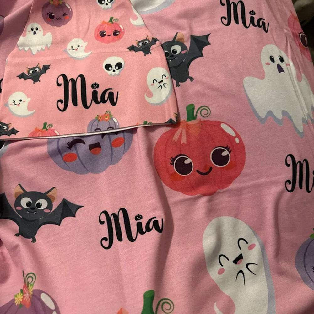 Personalized Halloween Blanket for Baby Girl, Swaddle Set, Customized Pink October Blanket with Hat, Newborn Hospital Receiving Blanket