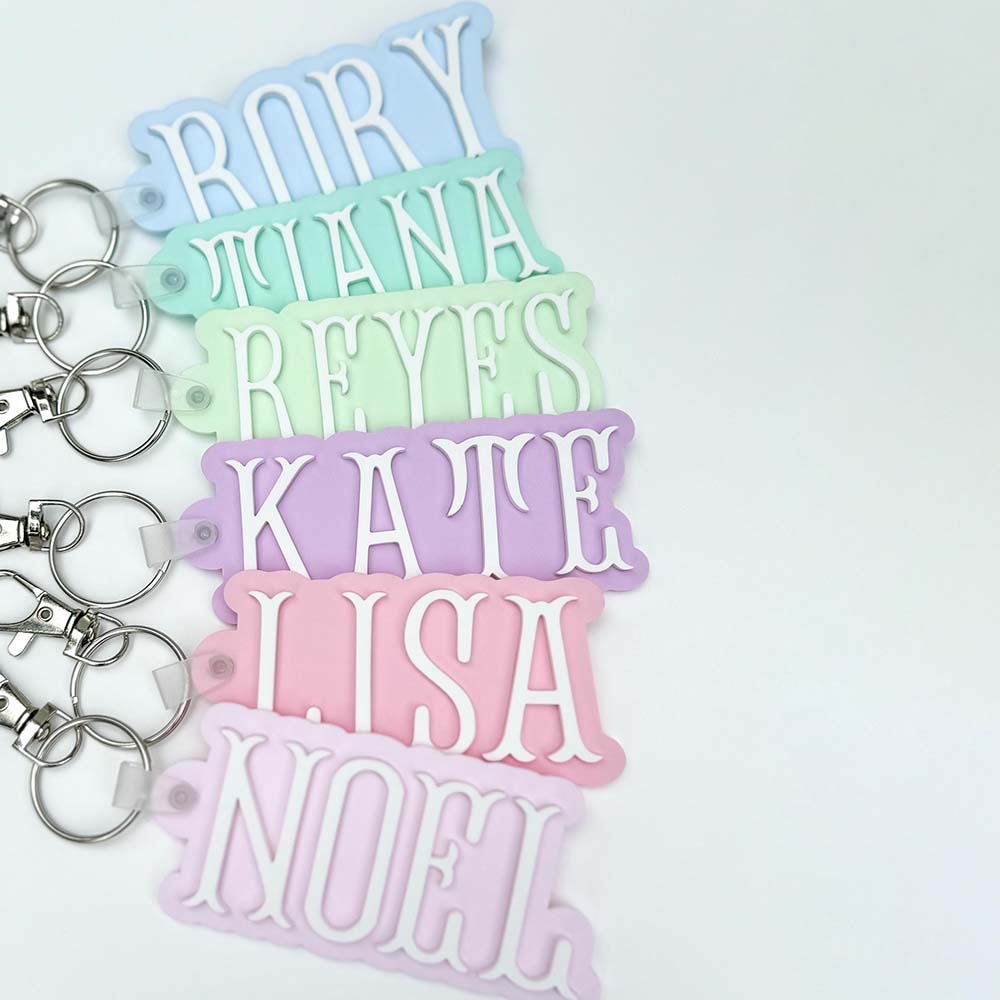 Personalized Light Pink Backpack Name Tag, Acrylic Keychain, Acrylic Name Tag, Diaper Bag Tag, Lunch Box Tag, Kids Tag
