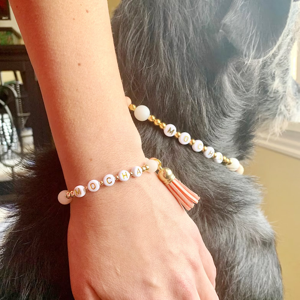 Matching Dog & Owner Friendship Bracelet Set, Silicone Letter Name Necklace, Cute Dog Birthday Gift, Dog Collar, Beaded Puppy, Matching Cat and Owner Set