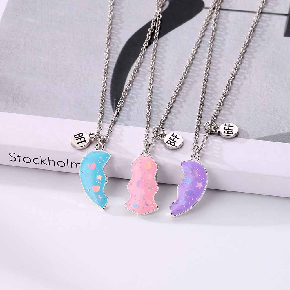 Friendship Necklace, Best Friend Necklace for 3 Girls, Magnetic Matching Heart Pendant, BFF Necklaces for Sister