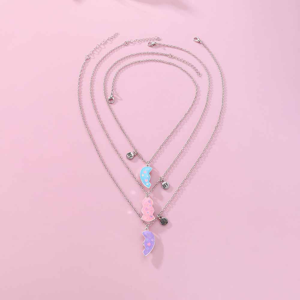 Friendship Necklace, Best Friend Necklace for 3 Girls, Magnetic Matching Heart Pendant, BFF Necklaces for Sister
