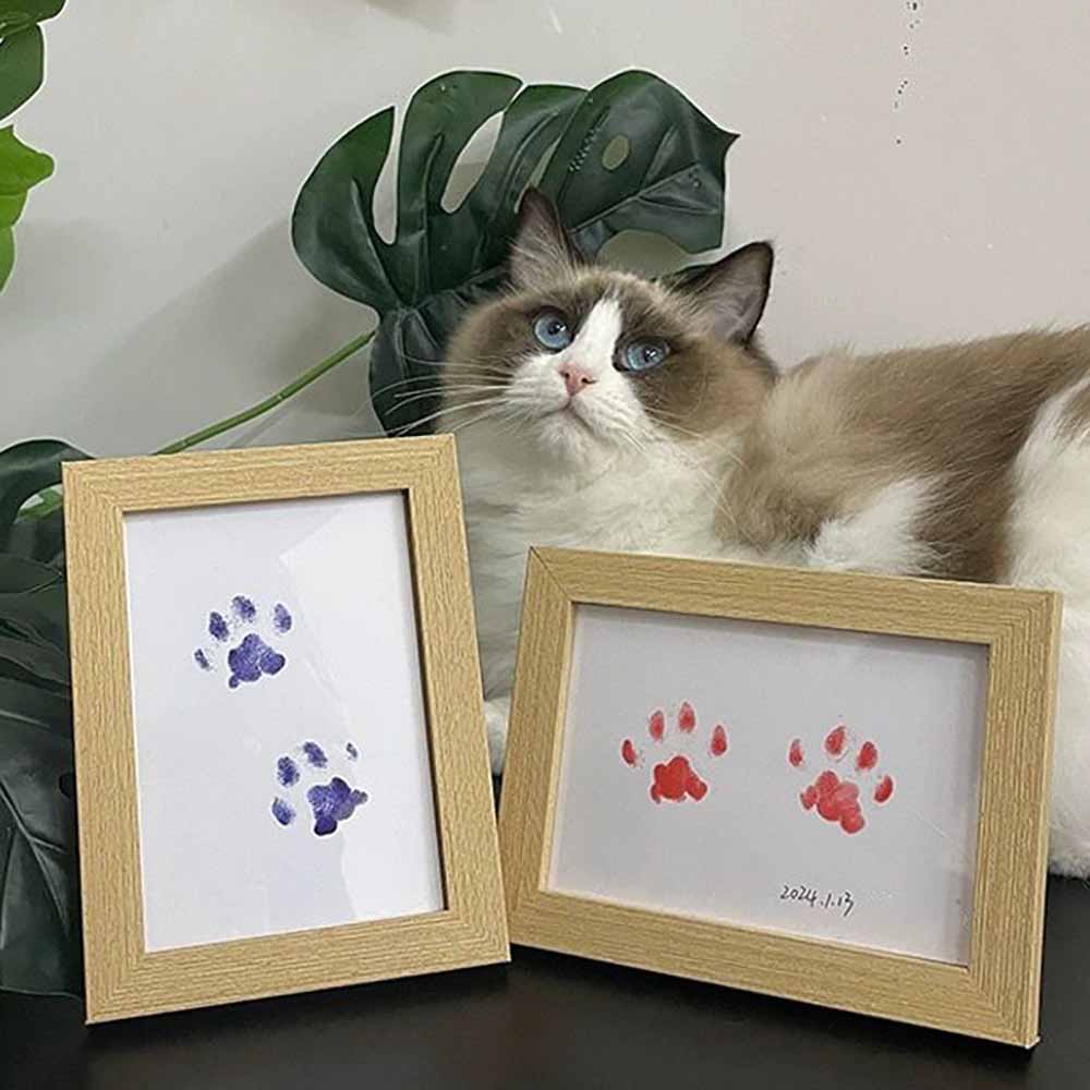 Dog Paw Print Commemorative Photo Frame, DIY Pet Paw Print Mud, Pet Paw Print Pad, No Wash, No Stick Ink, Commemorative Gift