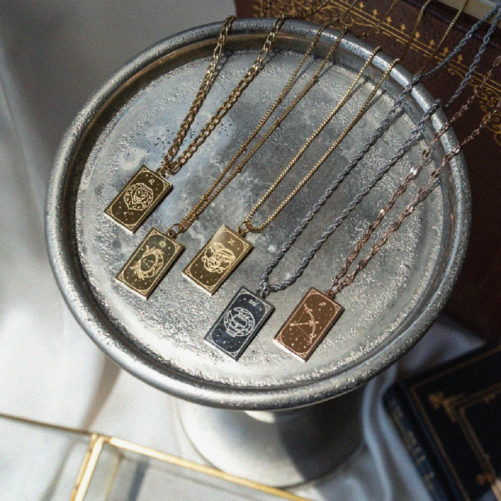 Personalized Zodiac Sign Necklace Best Friend Gift Star Signs Necklace Leo Birthday Gift Tarot Card Necklace Astrology Celestial Jewelry