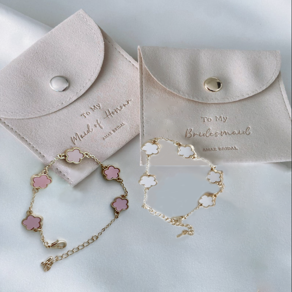 Bridesmaid Bracelet Maid of Honour Jewellery Pouch Bridal Gift Bracelet Silver Necklace Gold Diamond Bracelet Bridesmaid Jewellery Gift
