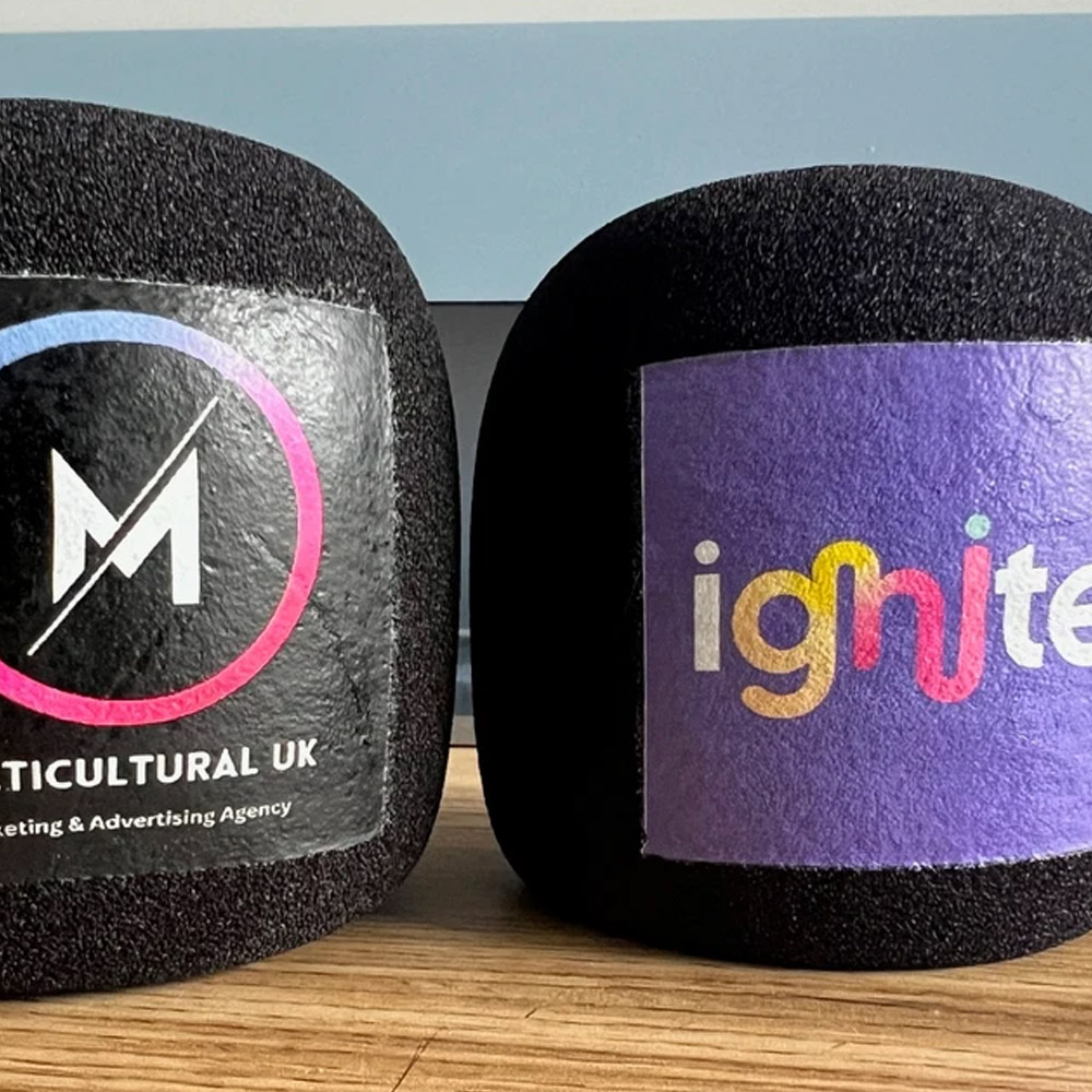Custom Rectangular Slot Microphone Foam Windshield Cover Protector, Double Sided, Any Logo, Full Colour