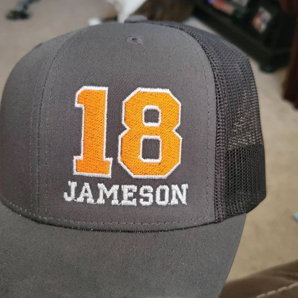 Custom Sports Name Number Hat, Trucker Hat, Distressed Baseball Cap OR Ponytail Hat, Customizable Sport Mom Hat Sports Gift