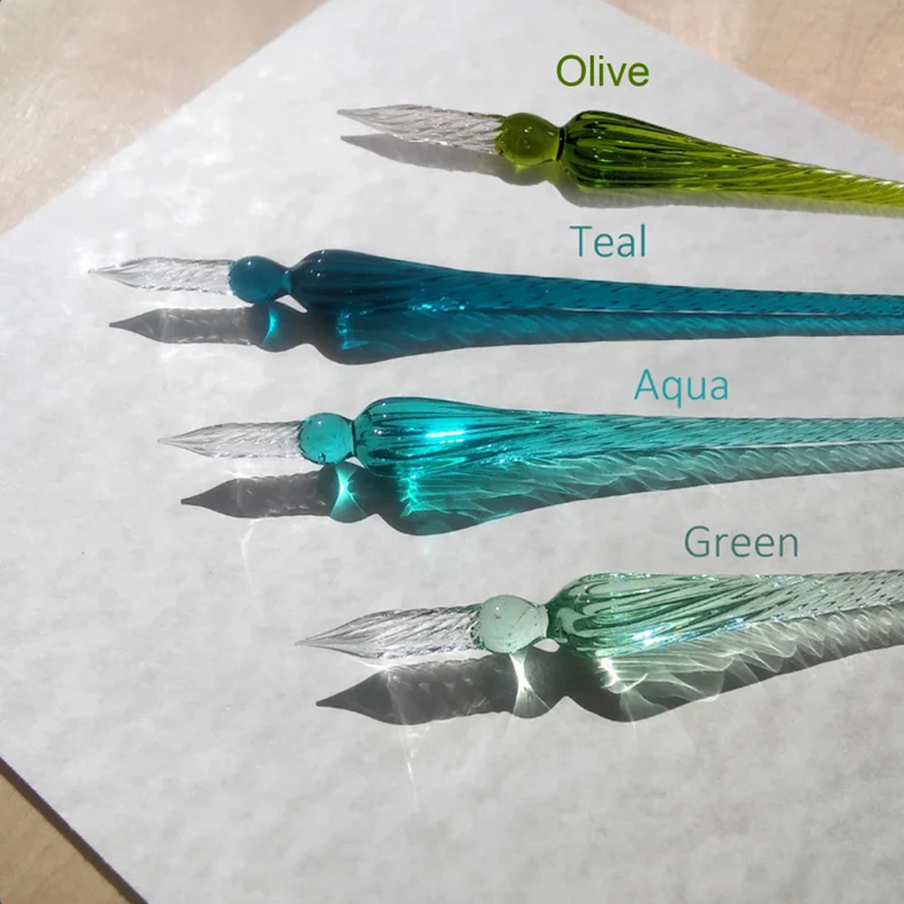 (Set of 2 pcs)Personalized Glass Dip Pen, Calligraphy Pens for Writing, Hand Blown Crystal Glass Dipping Pen, Gifts for Woman Man, Bookworm Gifts for Writing Lovers