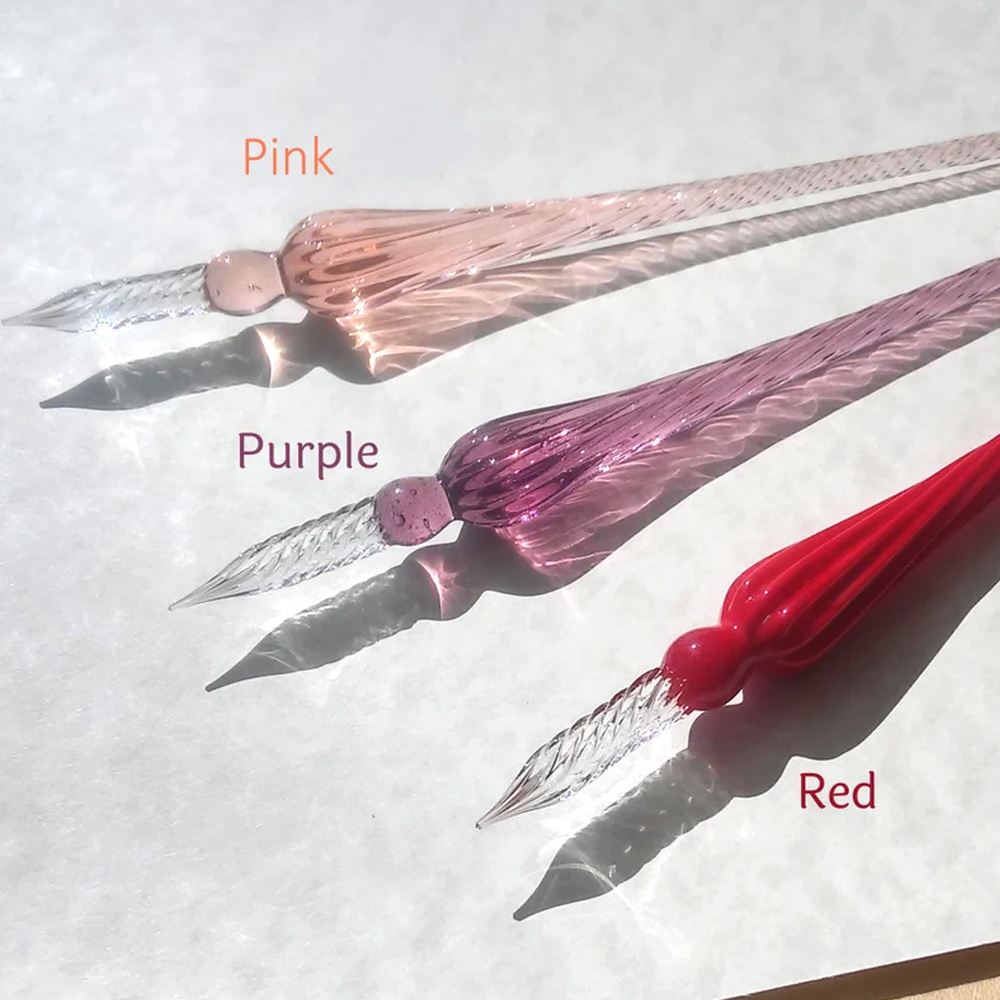 (Set of 2 pcs)Personalized Glass Dip Pen, Calligraphy Pens for Writing, Hand Blown Crystal Glass Dipping Pen, Gifts for Woman Man, Bookworm Gifts for Writing Lovers