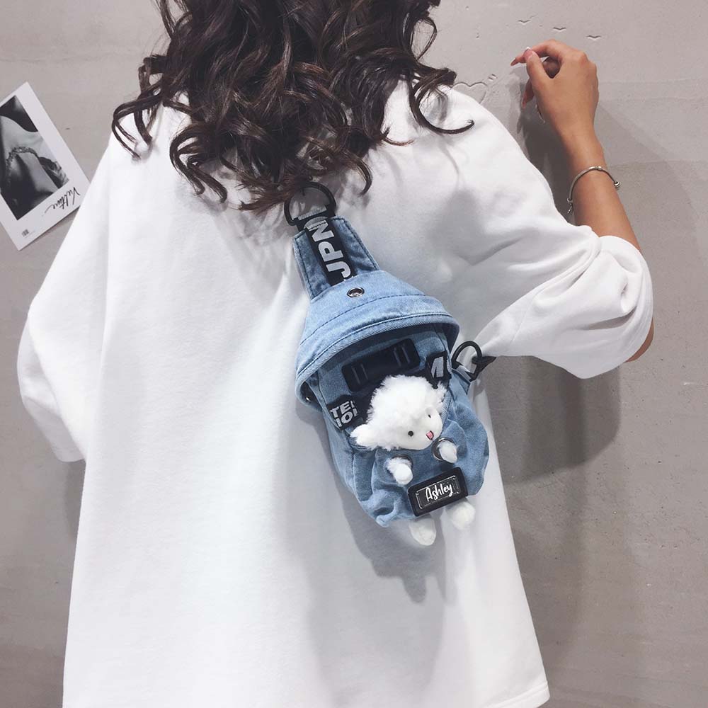 Mini Teddy chest bag denim canvas crossbody chest bag