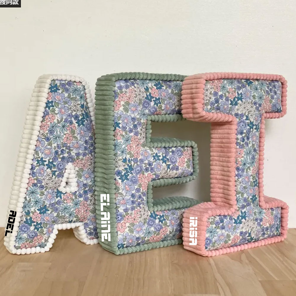 Floral and Corduroy Fabric Letters for Wall or Shelf Decor, Nursery, Baby Shower Gift, Girl's Decor, Kid's Bedroom, Baby Name, Initial
