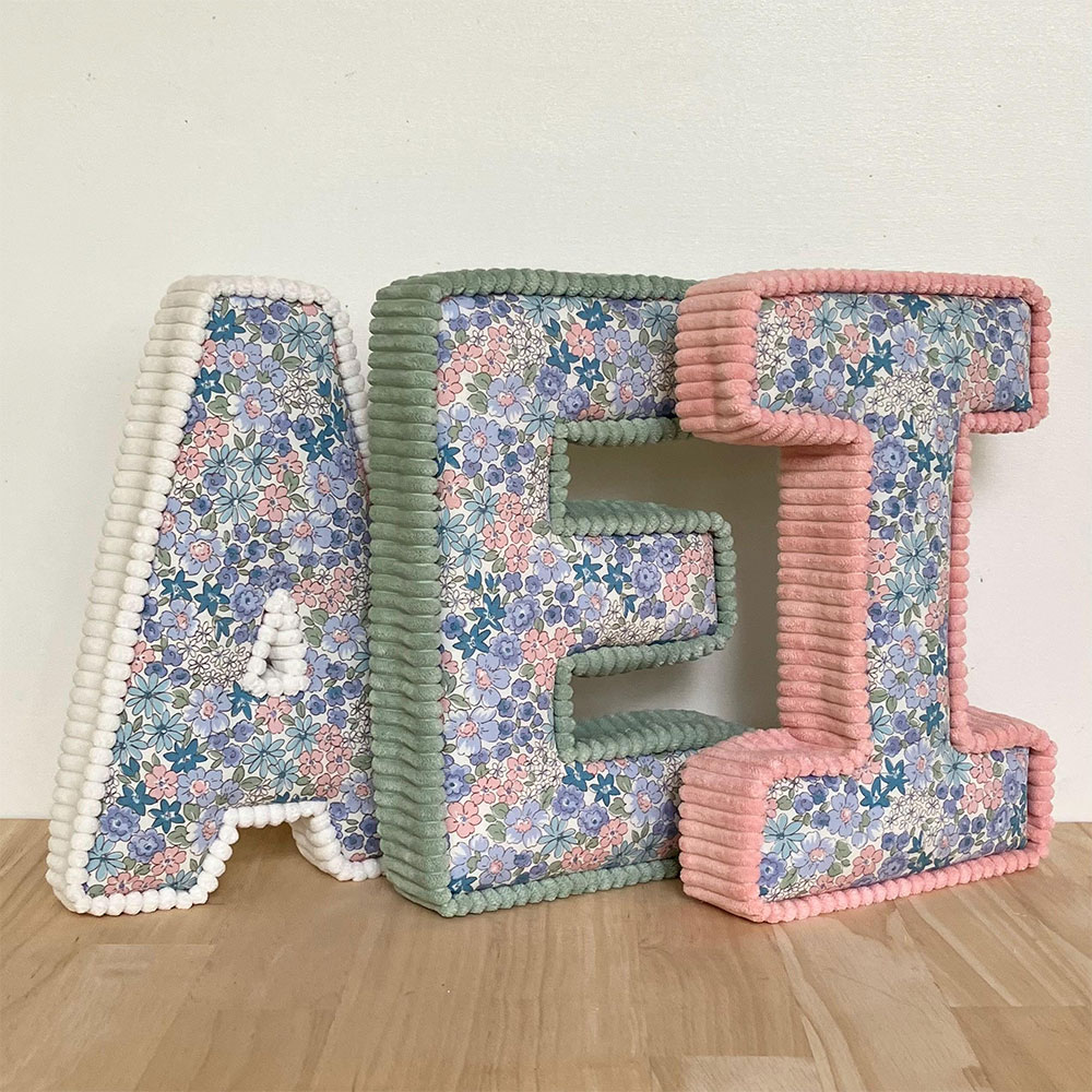Floral and Corduroy Fabric Letters for Wall or Shelf Decor, Nursery, Baby Shower Gift, Girl's Decor, Kid's Bedroom, Baby Name, Initial