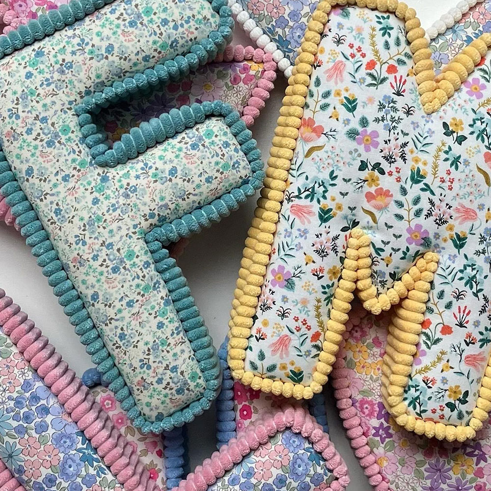 Floral and Corduroy Fabric Letters for Wall or Shelf Decor, Nursery, Baby Shower Gift, Girl's Decor, Kid's Bedroom, Baby Name, Initial