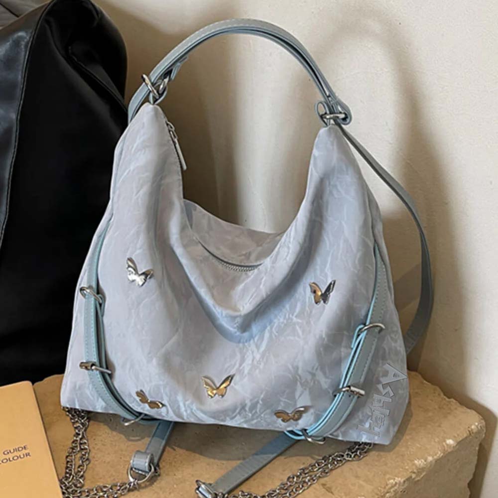 Stylish PU Shoulder Bag with Butterfly Decoration for Women Handbag Perfect for Daily Life Dating Parties
