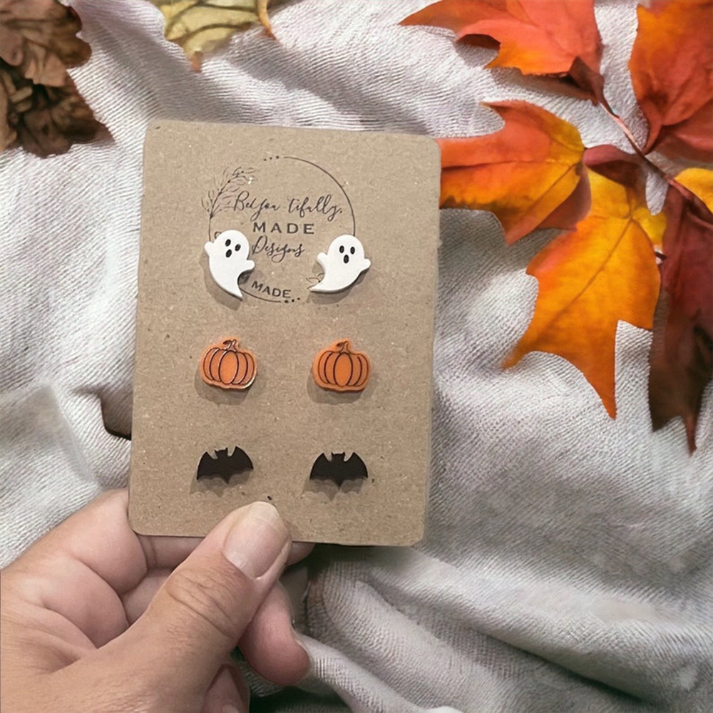 Cute Halloween Stud Earrings, Ghost Earrings, Pumpkin Earrings, Bat Earrings Fall Stud Earring, Acrylic Earrings, Halloween Gift for Basket