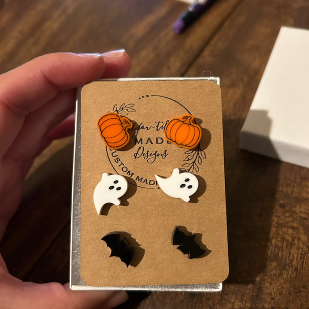 Cute Halloween Stud Earrings, Ghost Earrings, Pumpkin Earrings, Bat Earrings Fall Stud Earring, Acrylic Earrings, Halloween Gift for Basket