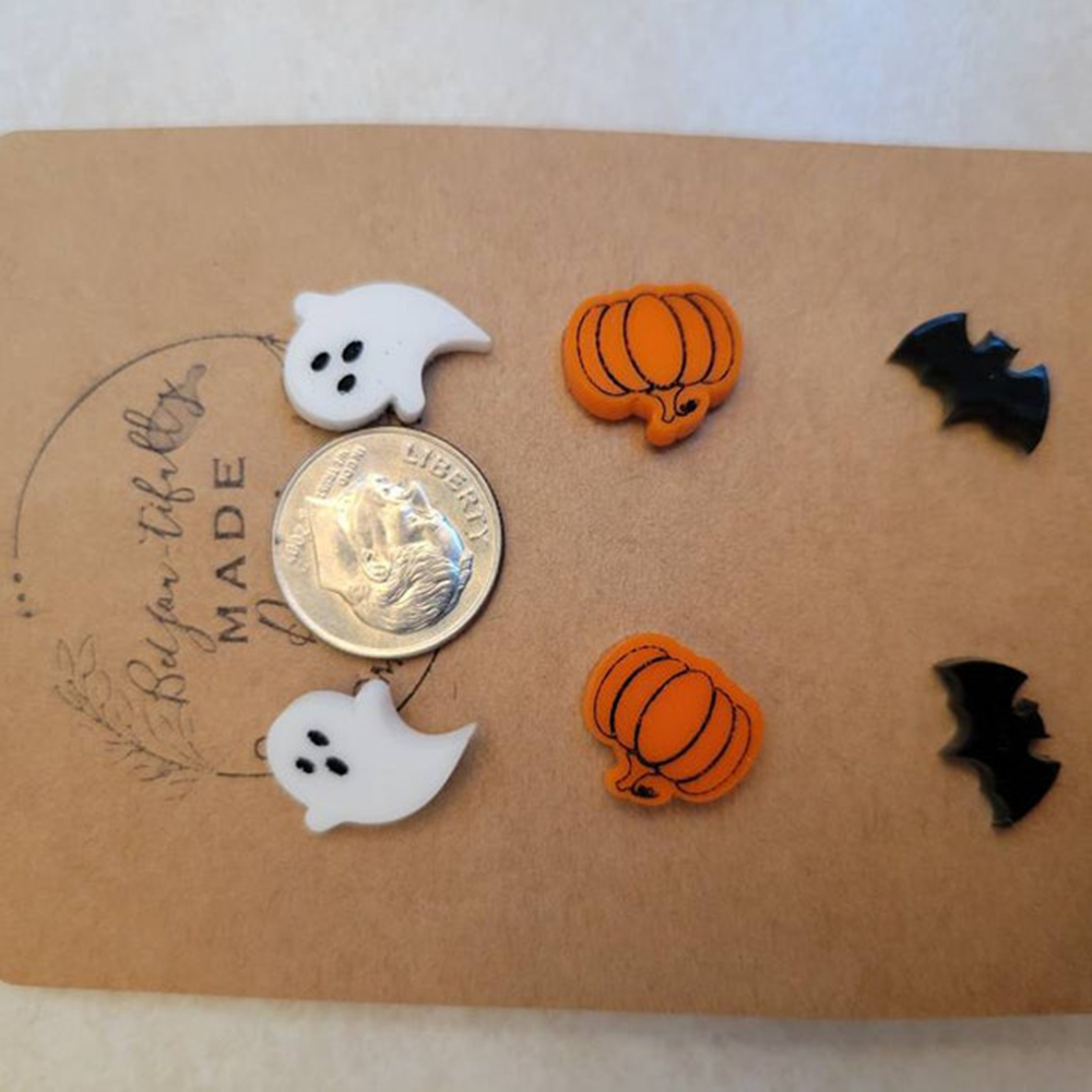 Cute Halloween Stud Earrings, Ghost Earrings, Pumpkin Earrings, Bat Earrings Fall Stud Earring, Acrylic Earrings, Halloween Gift for Basket