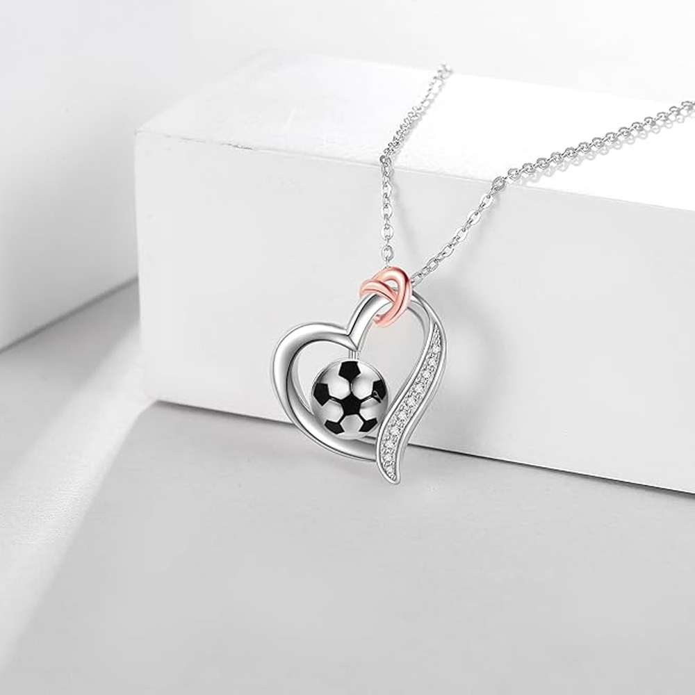 Volleyball Baseball Basketball Tennis Soccer Golf Necklace 925 Sterling Sliver Heart Sports Pendant Jewelry Gifts for Women Girls
