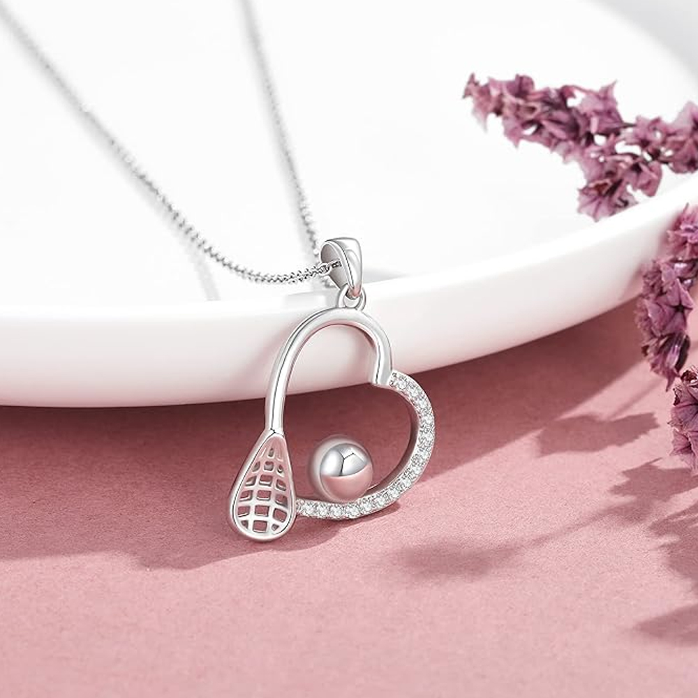 Volleyball Baseball Basketball Tennis Soccer Golf Necklace 925 Sterling Sliver Heart Sports Pendant Jewelry Gifts for Women Girls
