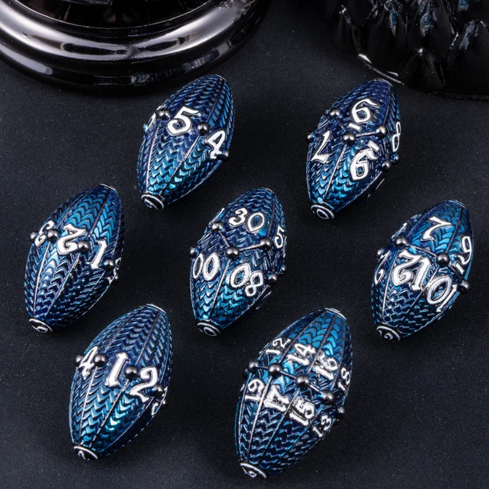 Dragon Egg Metal Dice for Dungeons and Dragons, 7Pcs Polyhedral Dice Set, Dragon Collection Dice for Gifts, Metal DND Dice