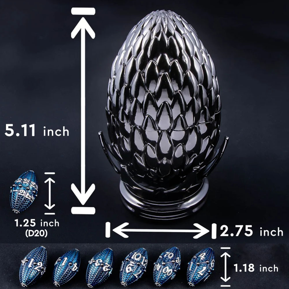 Dragon Egg Metal Dice for Dungeons and Dragons, 7Pcs Polyhedral Dice Set, Dragon Collection Dice for Gifts, Metal DND Dice