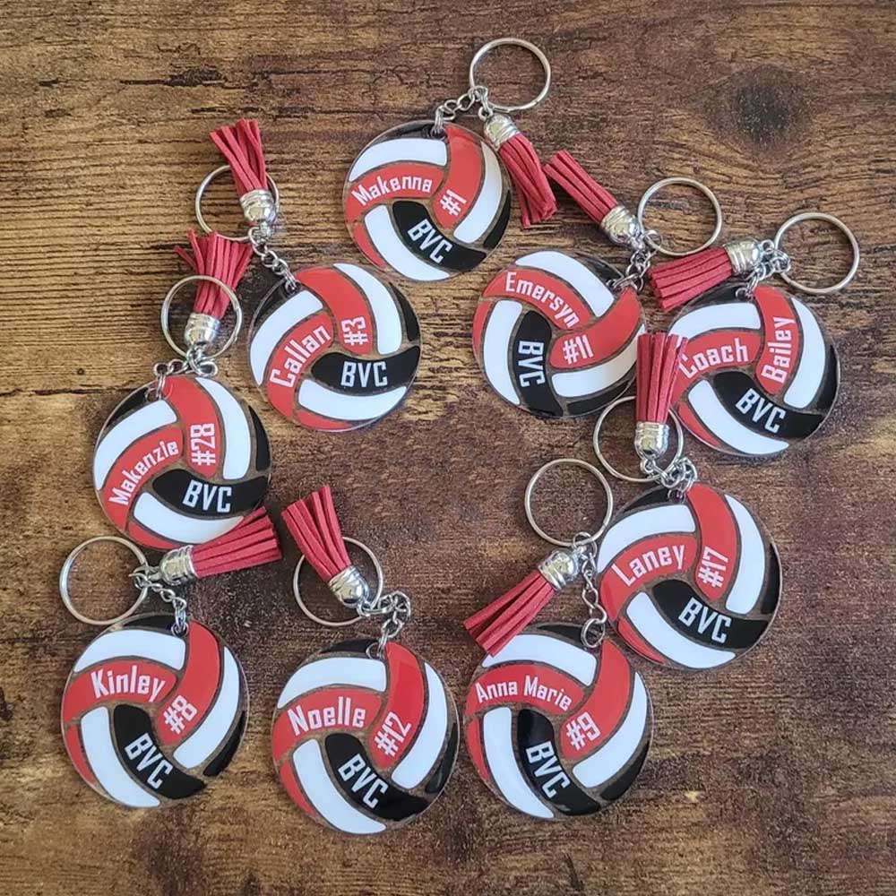 Personalized Volleyball Bag Tags, Volleyball Keychains, Volleyball Gifts for Team, Volleyball Team Gifts, Volleyball Player Gifts