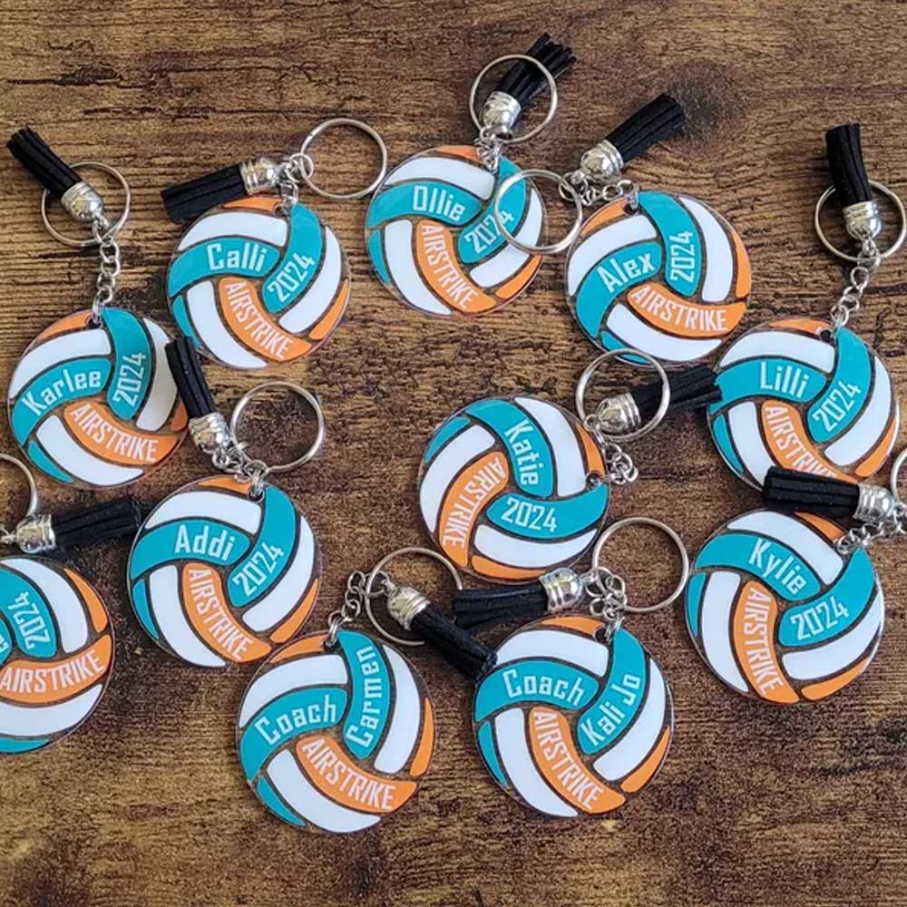 Personalized Volleyball Bag Tags, Volleyball Keychains, Volleyball Gifts for Team, Volleyball Team Gifts, Volleyball Player Gifts