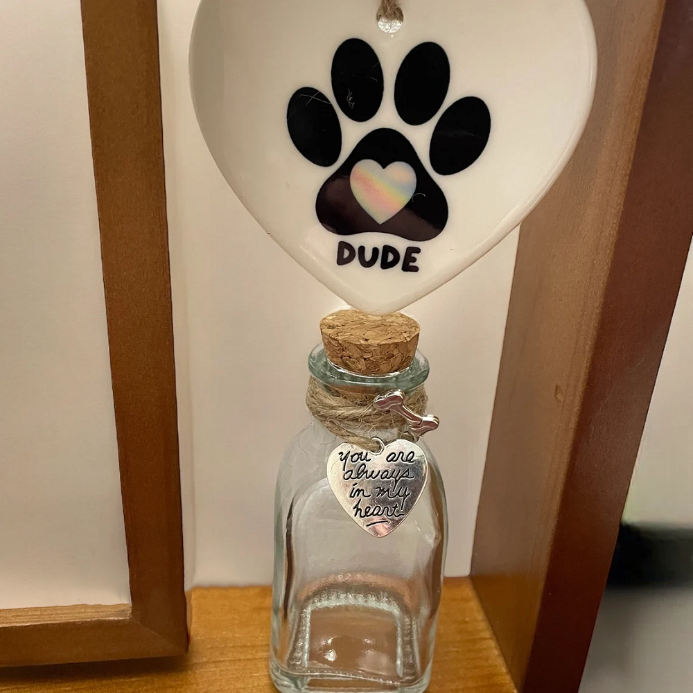 Personalized Pet Memorial Picture Frame, Pet Ashes, Rainbow Bridge, Keepsake Hair Jar, Pet Memorial Ornament, Paw Print Memorial Loss Of Pet
