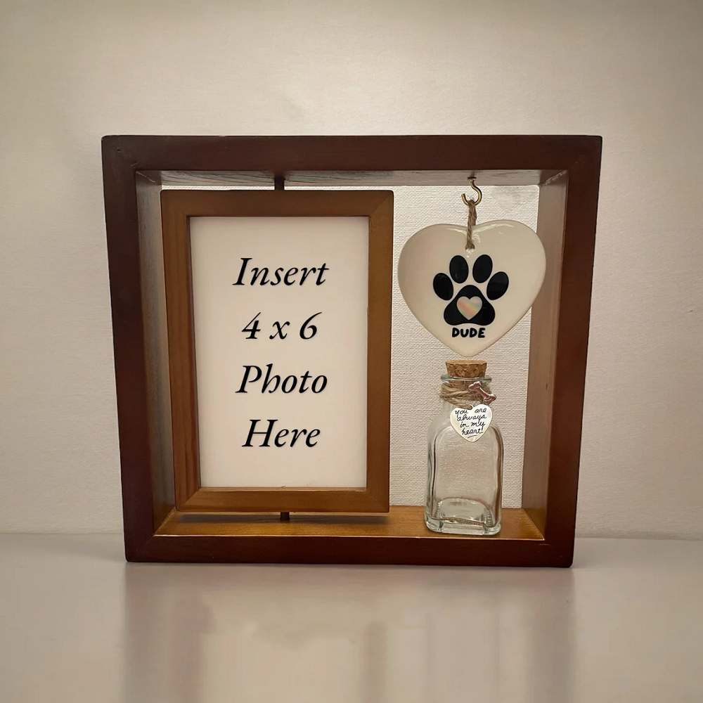 Personalized Pet Memorial Picture Frame, Pet Ashes, Rainbow Bridge, Keepsake Hair Jar, Pet Memorial Ornament, Paw Print Memorial Loss Of Pet
