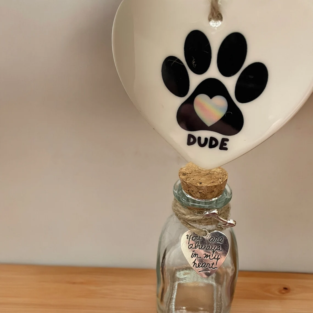 Personalized Pet Memorial Picture Frame, Pet Ashes, Rainbow Bridge, Keepsake Hair Jar, Pet Memorial Ornament, Paw Print Memorial Loss Of Pet