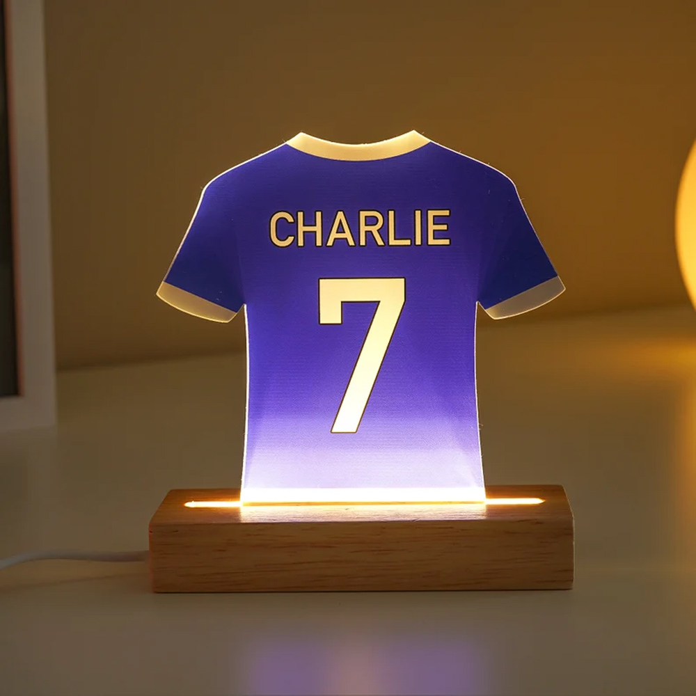 Personalized LED Football Shirt Lamp, Football Night Light Gift, Baby Gifts from Daddy, Birthday Gifts for Kids, Boys Bedroom Nursery Light