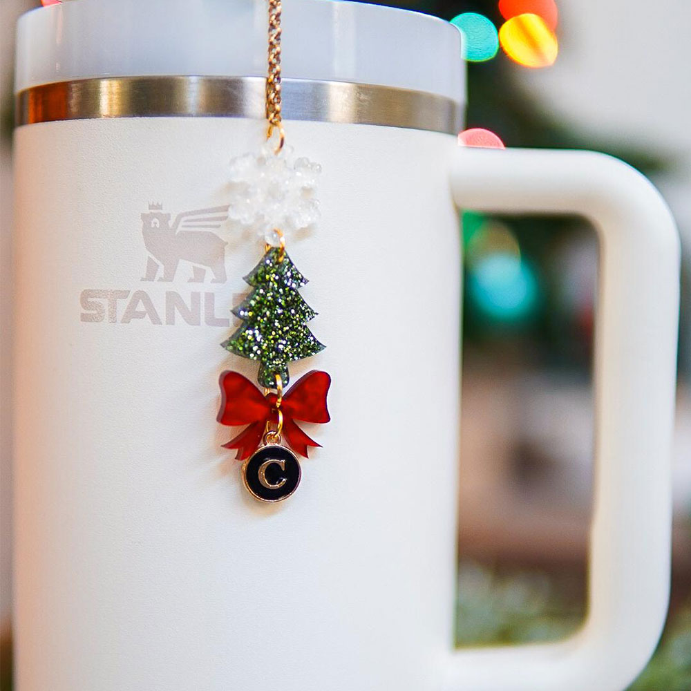 Christmas Tree Tumbler Accessories, Straw Topper, Accessories, Personalized, Name Charm