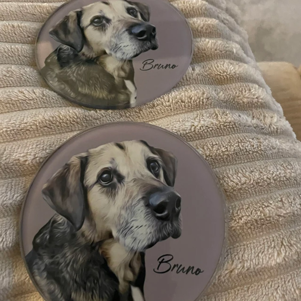 Custom Pet Photo Coasters with Name, Multicolor Coffee Cork Coasters for Drinks, Rounds/Square Absorbent Coasters, Pet Lovers Gifts for Dog Mom Cat Dad