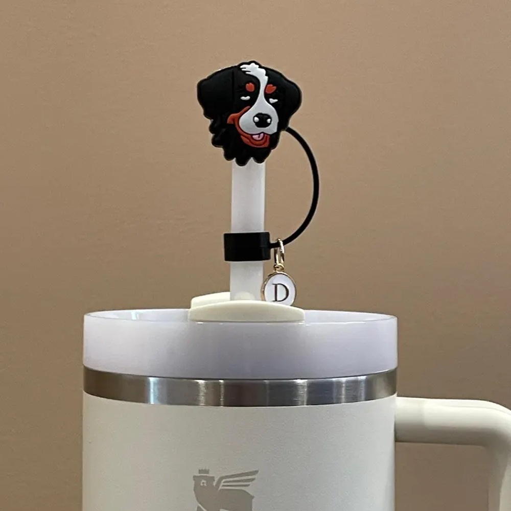 Personalized Dog Image Straw Topper for 40oz and 30oz Tumblers with Charms, Ideal Christmas Gift for Dog Lovers, Tumbler Accessories