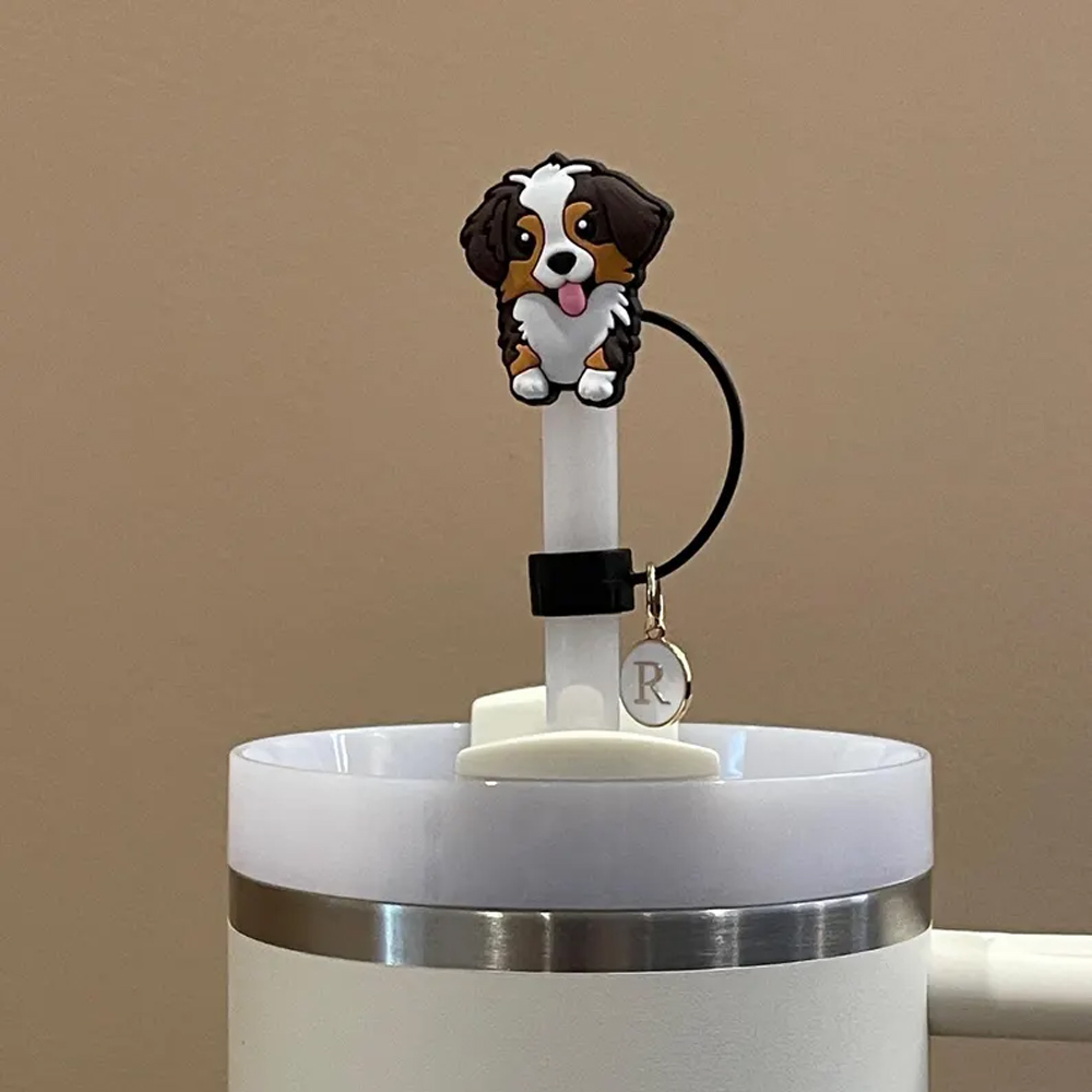 Personalized Dog Image Straw Topper for 40oz and 30oz Tumblers with Charms, Ideal Christmas Gift for Dog Lovers, Tumbler Accessories