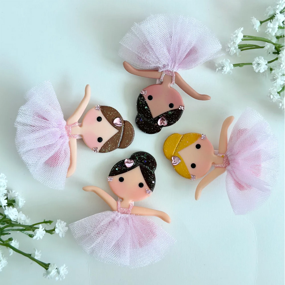 Handmade Ballerina Doll Alligator Clip, Hair Clips for Girls, Ballet Hair Accessories for Children
