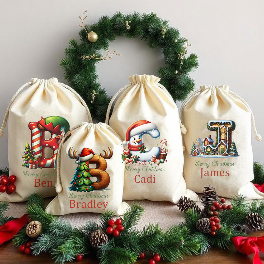 Personalized Santa Sack, Family Christmas Gift Bag