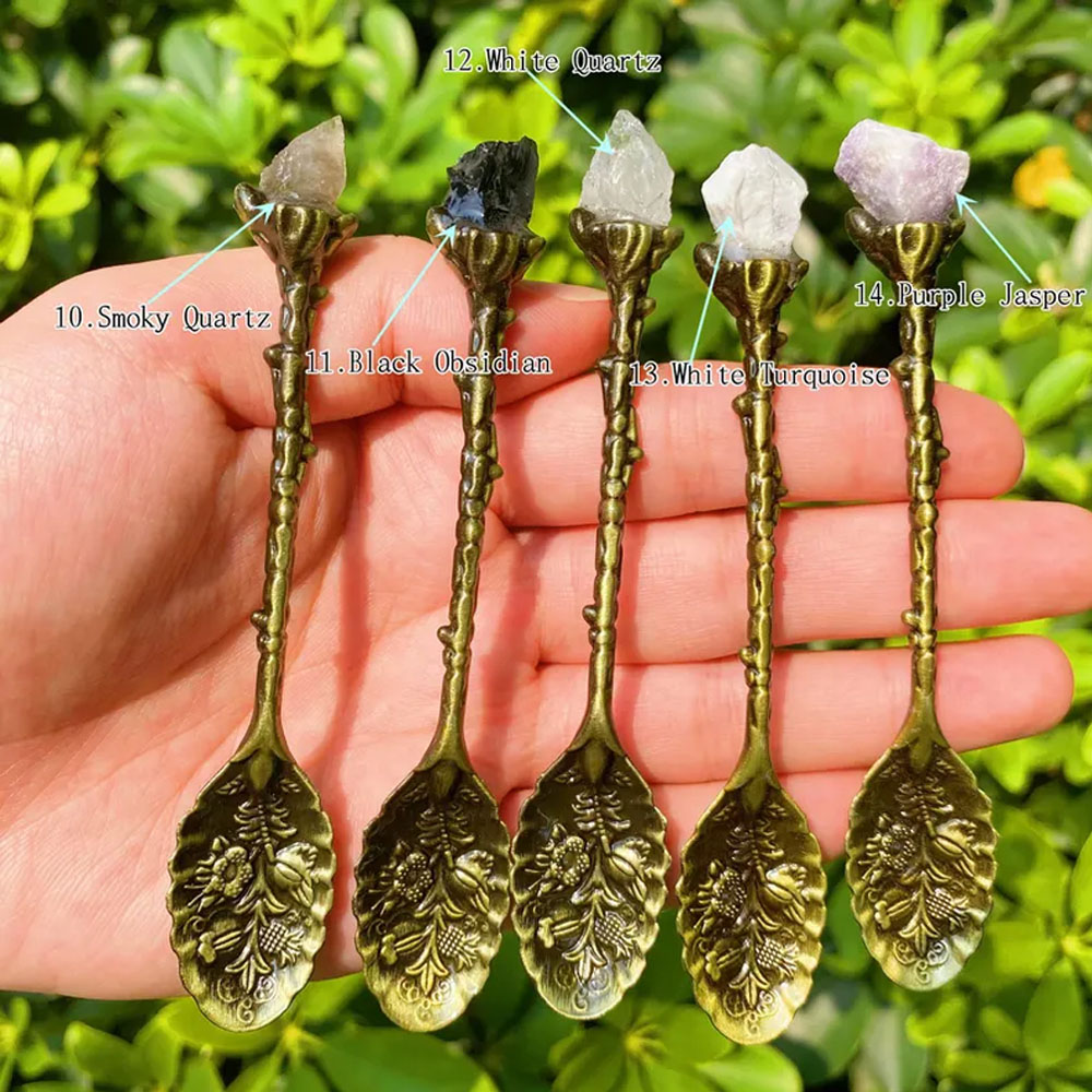 Personalized Crystal Witch Spoon, Magic Apothecary Spoon, Herb Spoons, Tea Coffee Spoons, Dessert Spoons, Birthday Gifts for Woman Crystal Pharmacist Lover