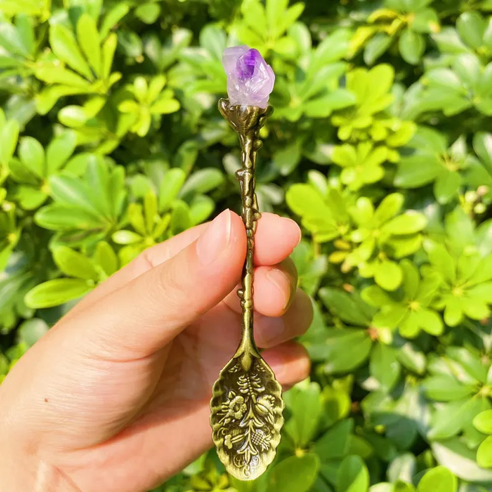 Personalized Crystal Witch Spoon, Magic Apothecary Spoon, Herb Spoons, Tea Coffee Spoons, Dessert Spoons, Birthday Gifts for Woman Crystal Pharmacist Lover