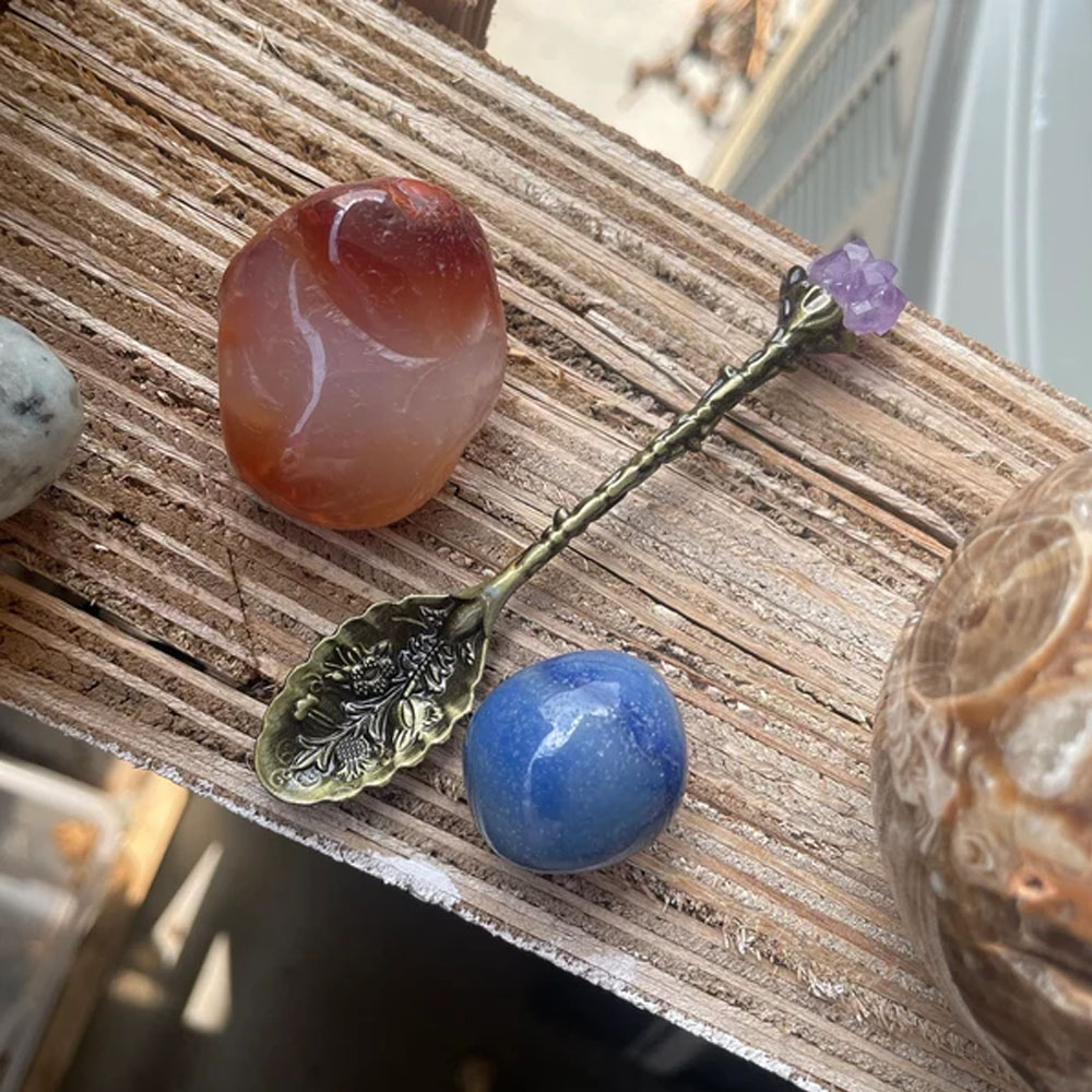 Personalized Crystal Witch Spoon, Magic Apothecary Spoon, Herb Spoons, Tea Coffee Spoons, Dessert Spoons, Birthday Gifts for Woman Crystal Pharmacist Lover