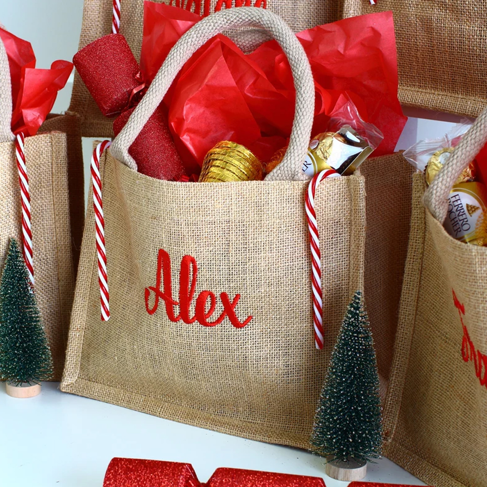 Luxury Embroidered Christmas Gift Bag, Christmas Party Bags, Personalized Bag