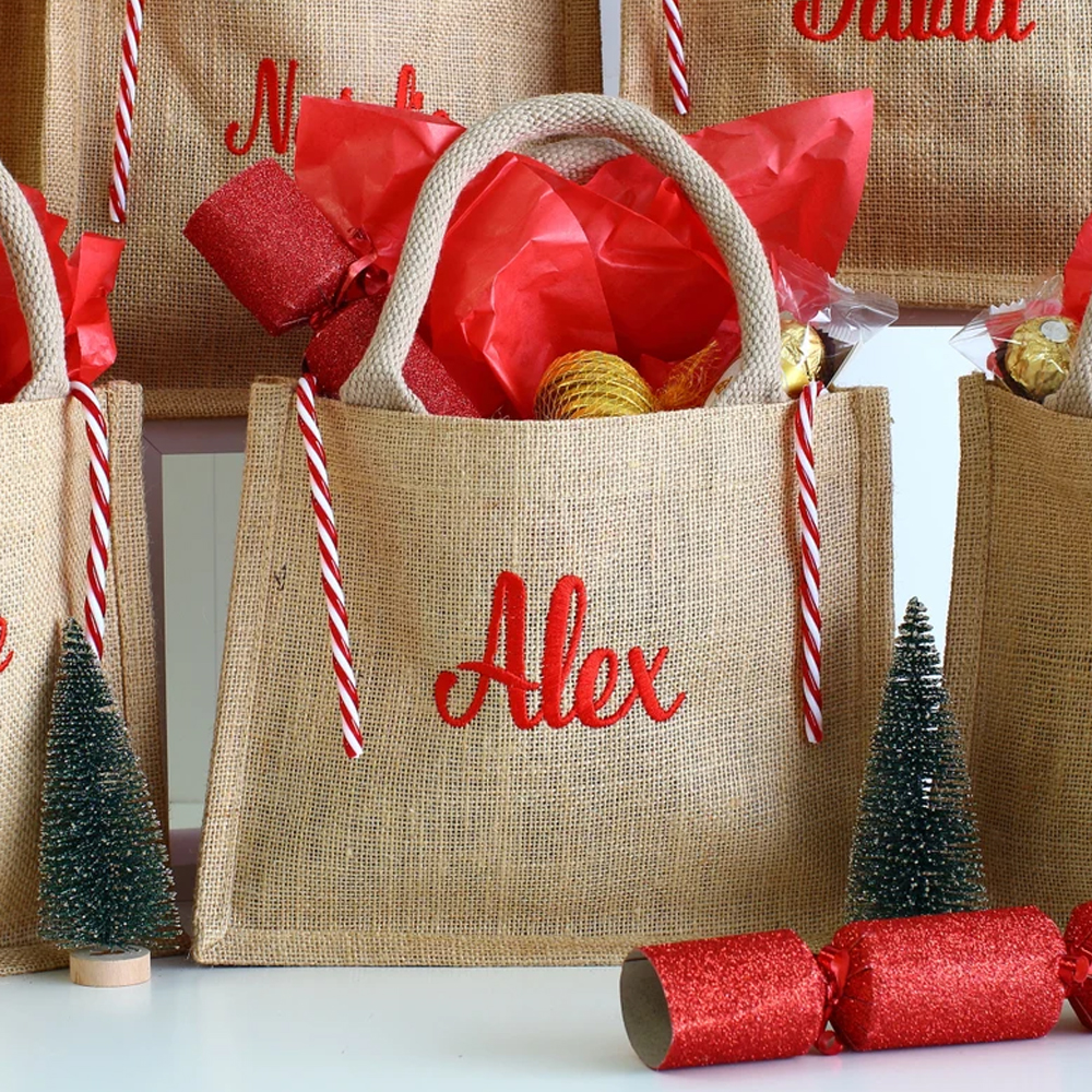 Luxury Embroidered Christmas Gift Bag, Christmas Party Bags, Personalized Bag