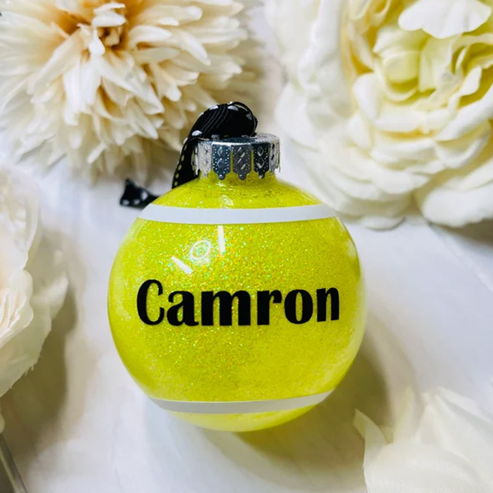 Personalized Tennis Ball Ornament, Tennis Player Gift, Name Ornament, Tennis Ornament, Personalized Christmas Ornament, Tennis Family