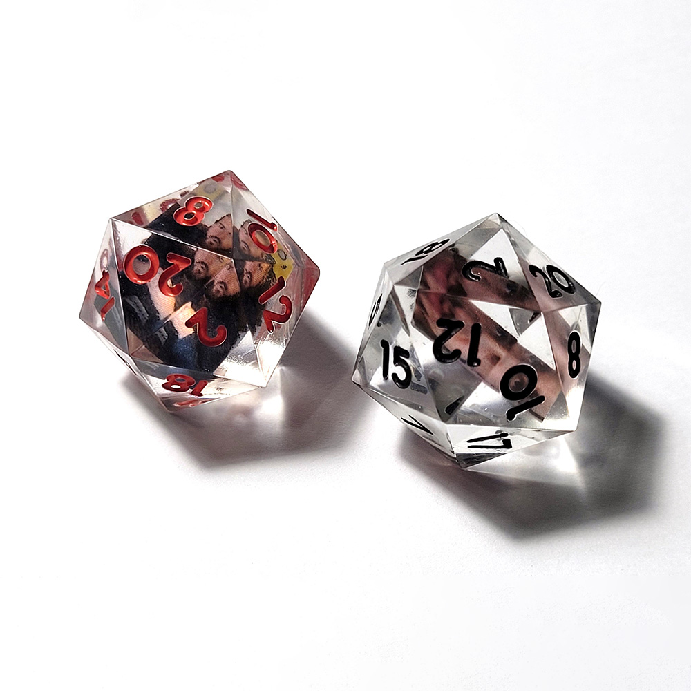 Customisable D20, Add Your Own Photo Dice, DND Boardgame Glitter Shimmer Sparkle, RPG Tabletop Games Unique Personal Gift