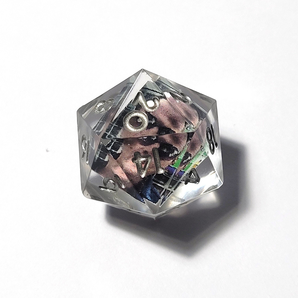 Customisable D20, Add Your Own Photo Dice, DND Boardgame Glitter Shimmer Sparkle, RPG Tabletop Games Unique Personal Gift